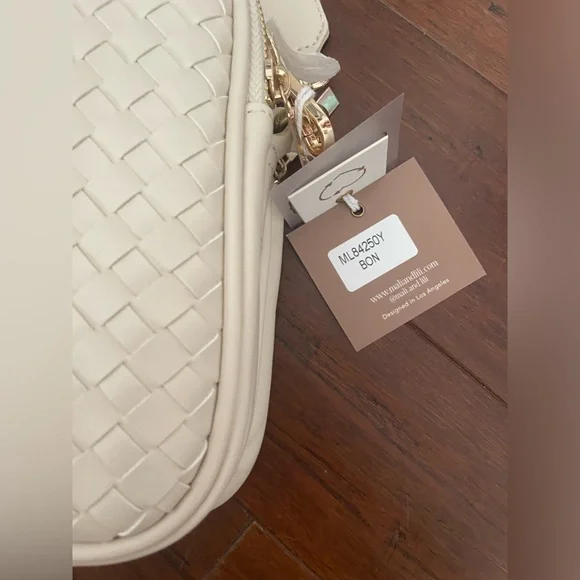 Mali + Lili Josie bone vegan leather double Woven Crossbody Bag convertible - Picture 3 of 11